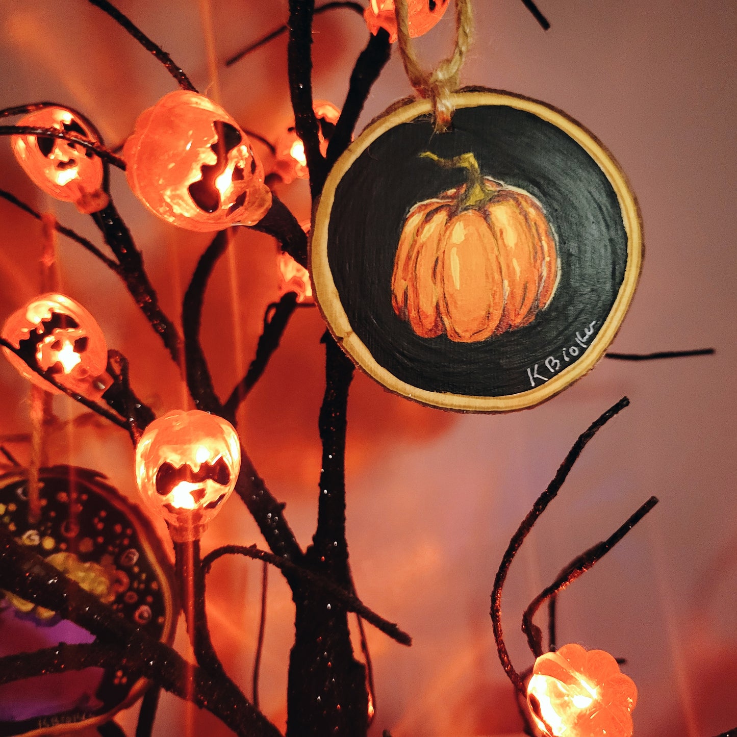 Pumpkin Wood Slice Ornament