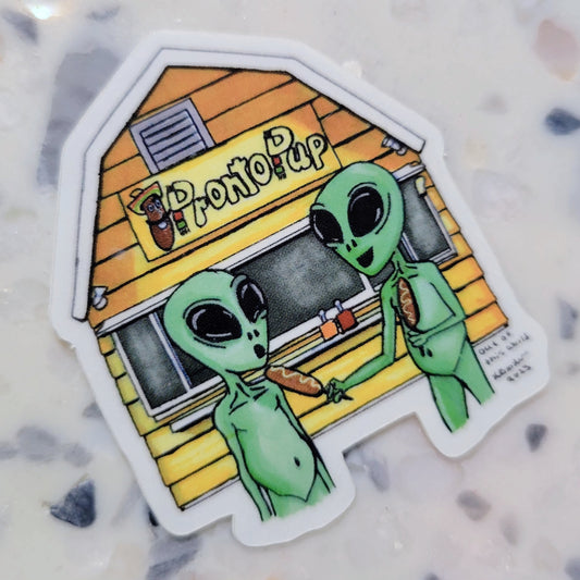 Pronto Pup Alien Sticker