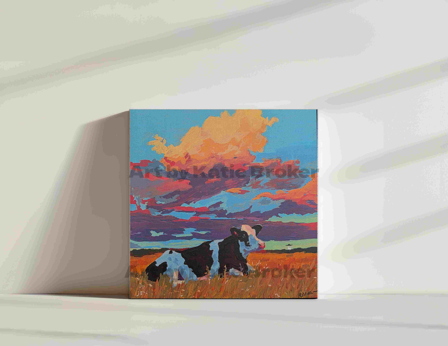 Moo-Beam Wrapped Canvas Print 8x8